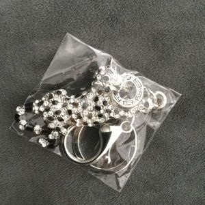 New Effy silver/black Rhine stone panther keychain